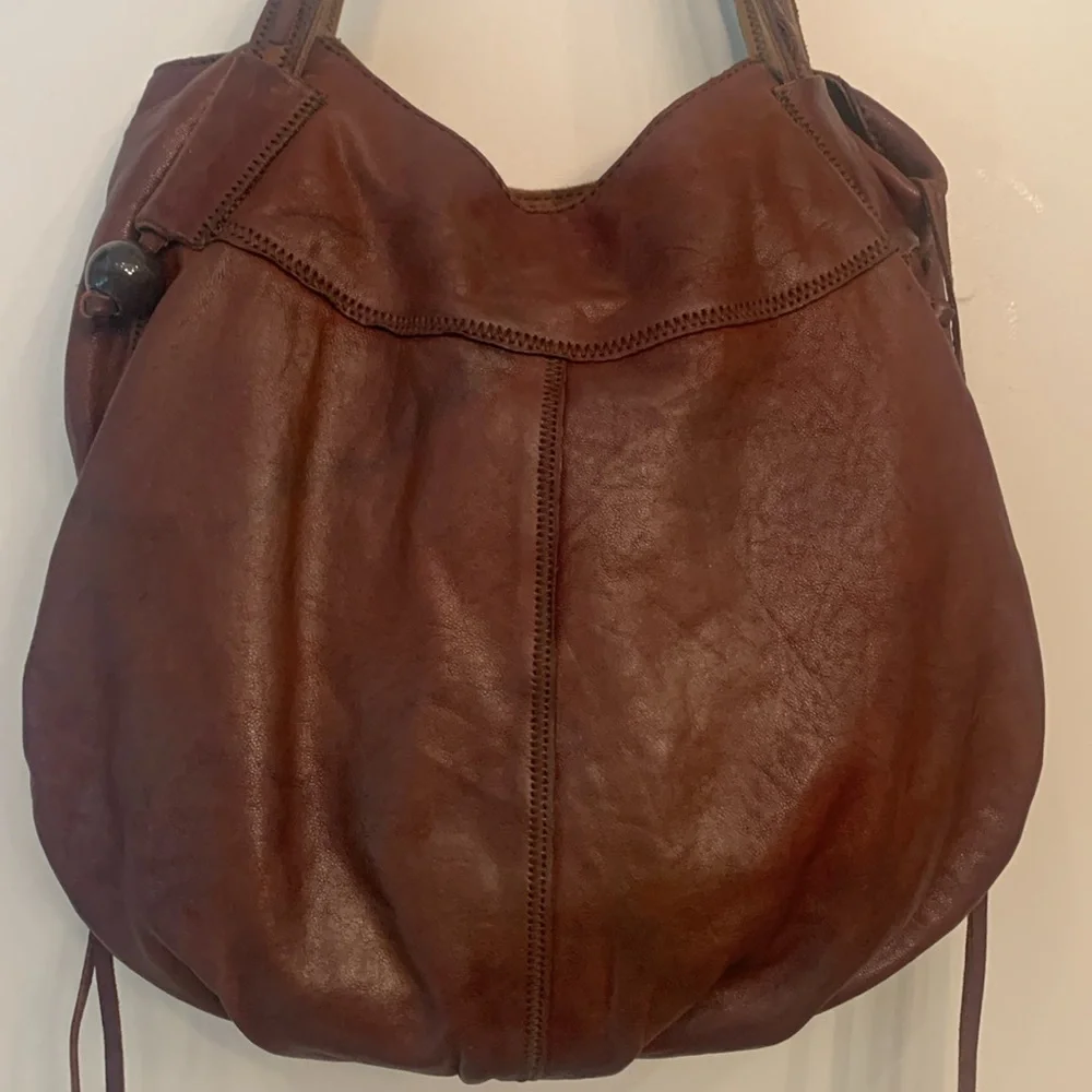Lucky Brand tan genuine lamb leather hobo slouch bag